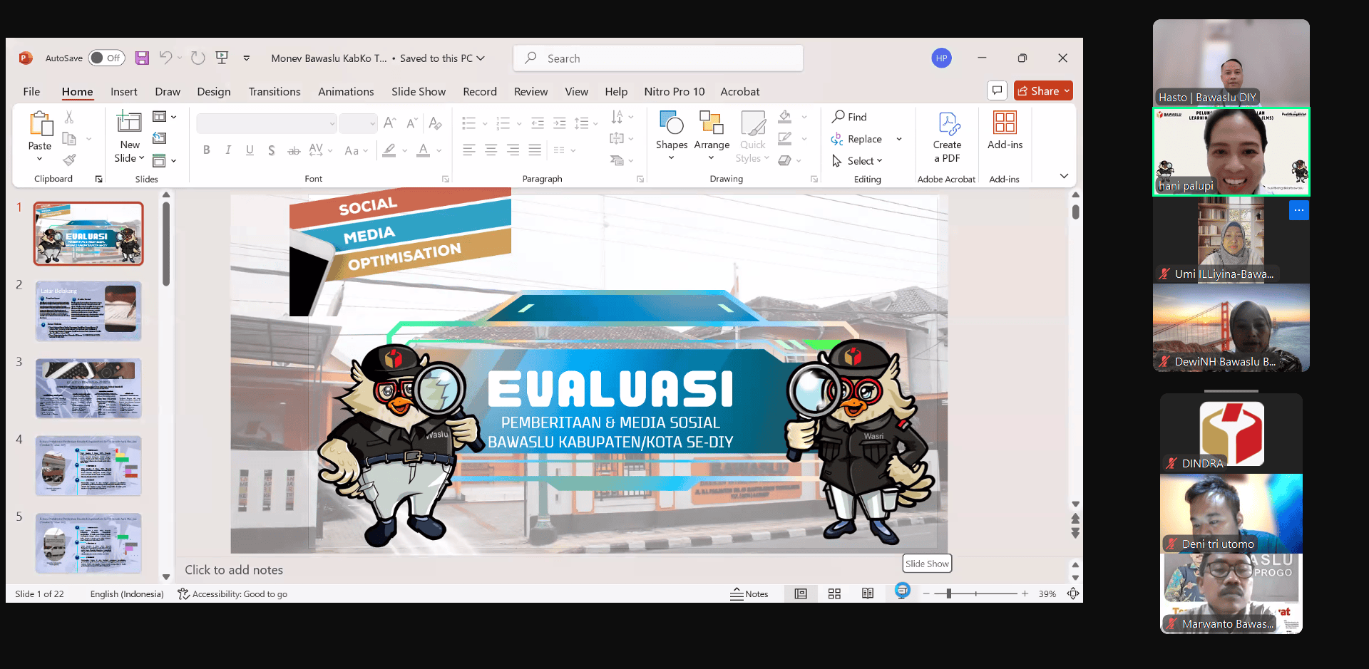 Rapat evaluasi publikasi media sosial dan pemberitaan Bawaslu Triwulan II dilaksanakan secara daring
