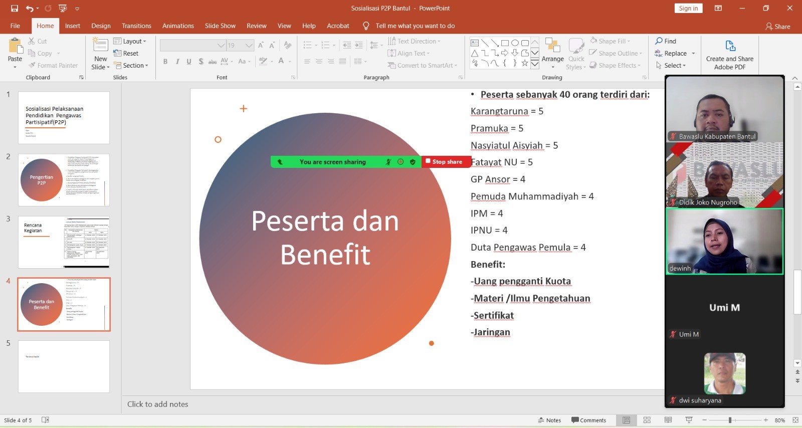 Rapat Persiapan Pelaksanaan Kegiatan Pendidikan Pengawas Partisipatif digelar Secara Daring