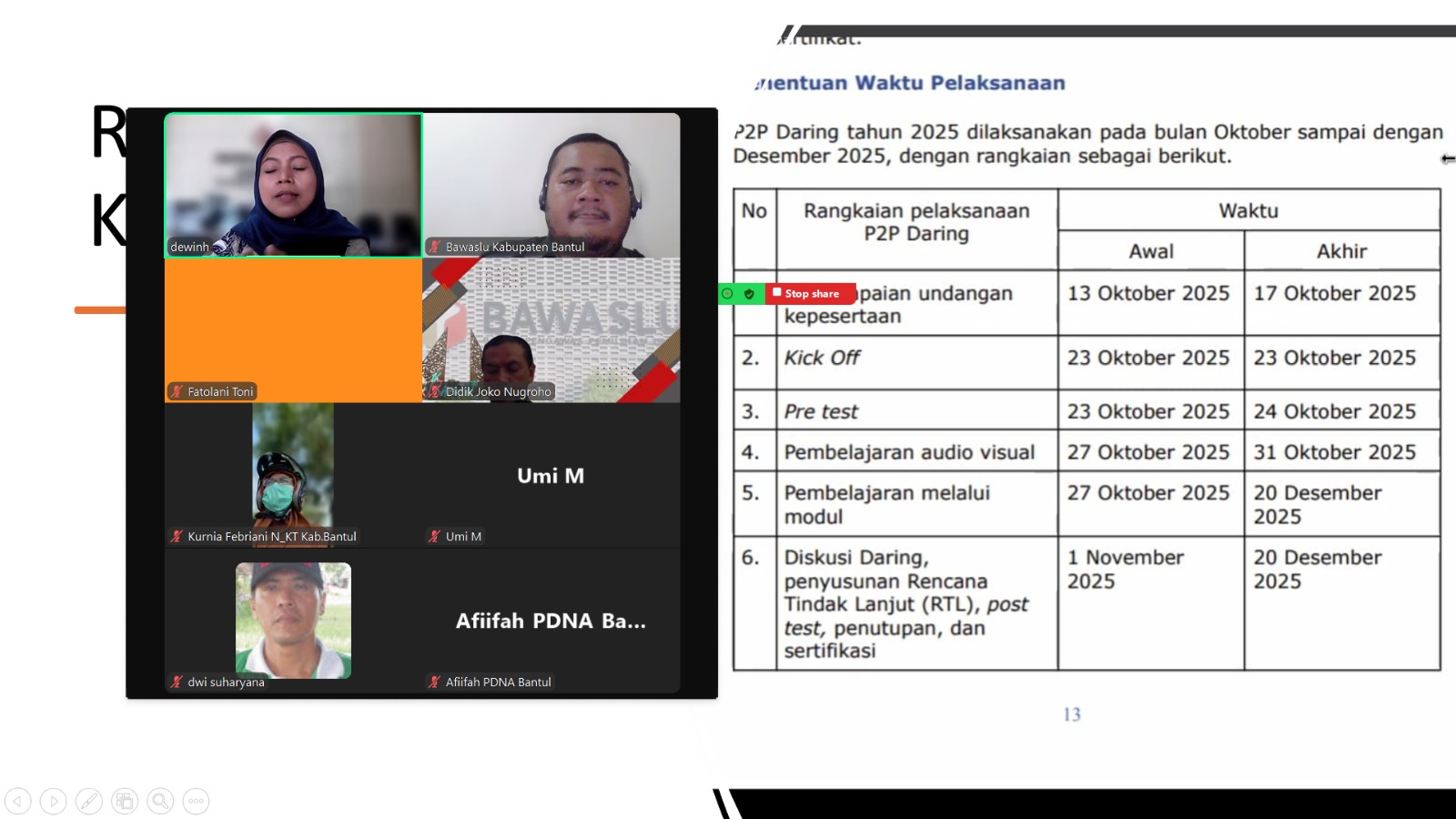 Sebelum kick off P2P Bawaslu Bantul melaksanakan konsolidasi bersama para calon peserta