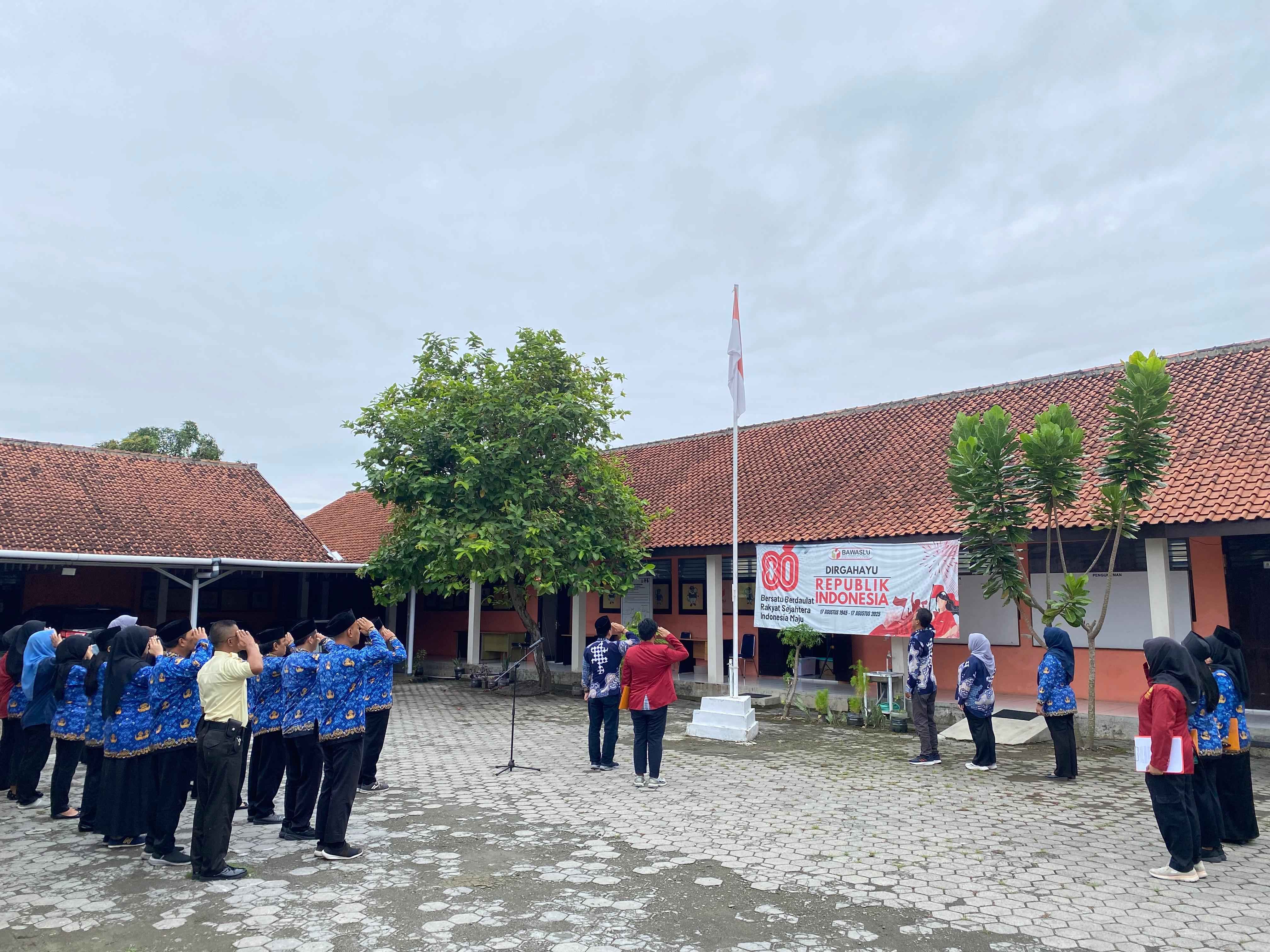 Upacara digelar di halaman kantor Bawaslu Bantul