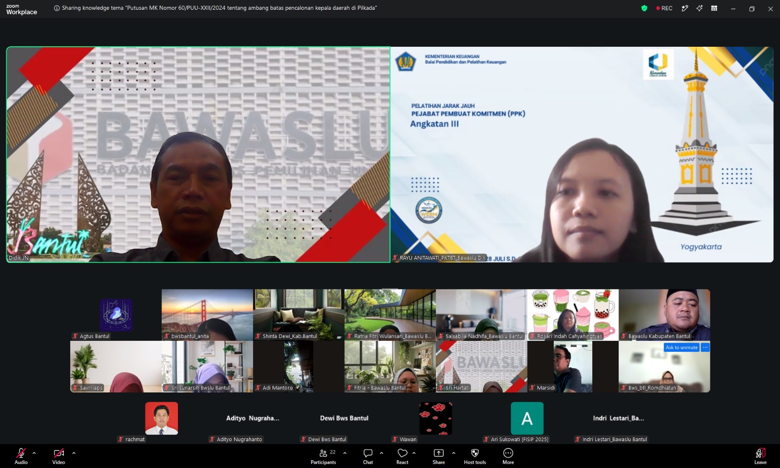 Sharing knowledge dilaksanakan secara daring melalui zoom meeting