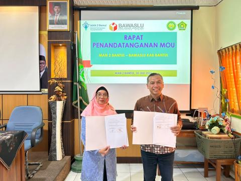 Penandatanganan MoU dilaksanakan di Aula MAN 2 Bantul
