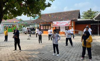 Kegiatan Olahraga Senam Pagi dilaksanakan di halaman kantor Bawaslu Bantul